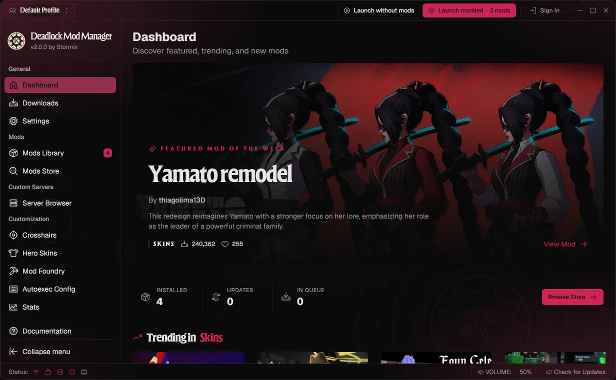 Deadlock Mod Manager with the Arcane theme