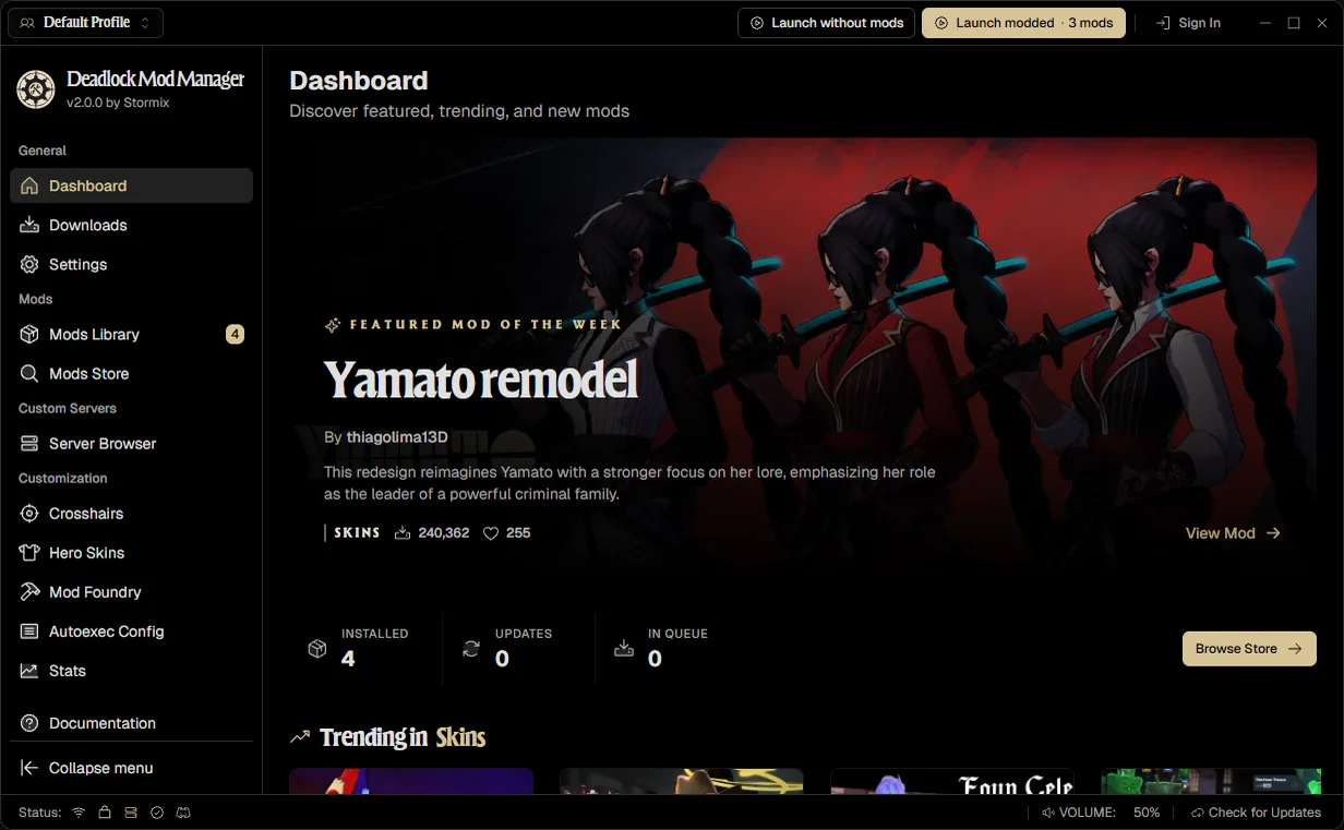 Deadlock Mod Manager with the OLED theme
