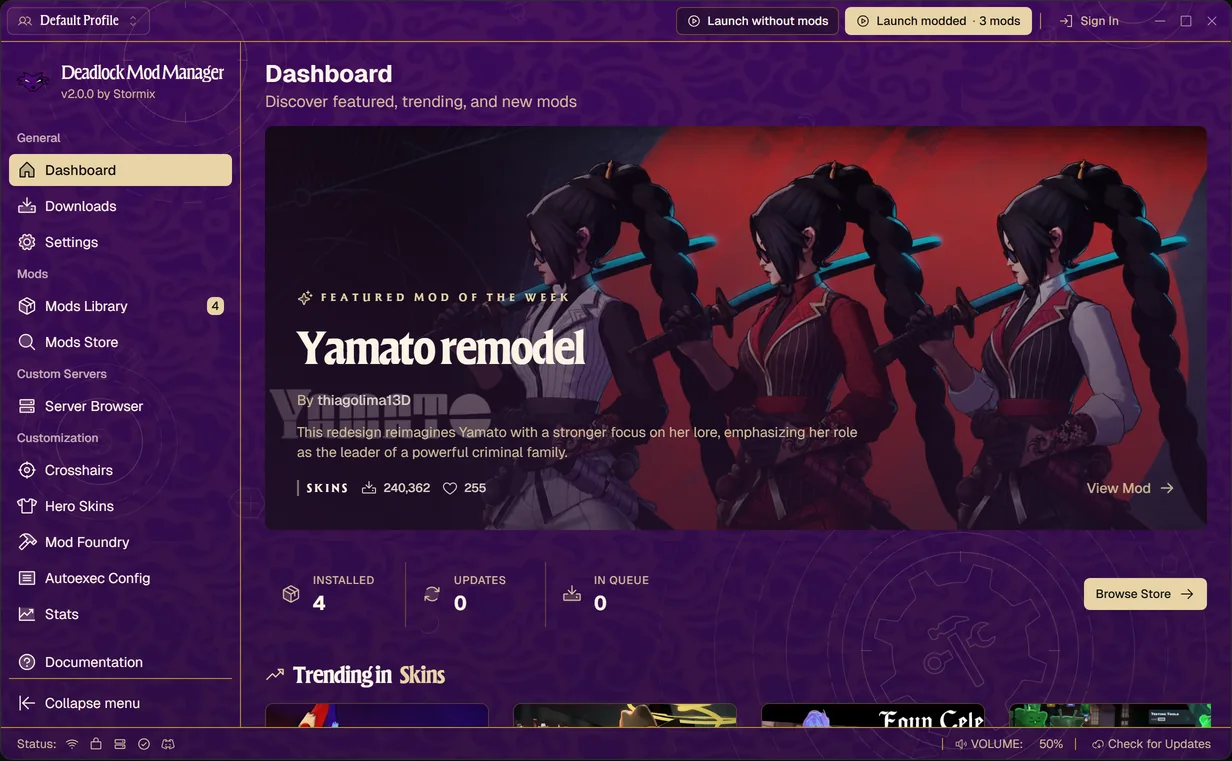 Deadlock Mod Manager with the Tea theme